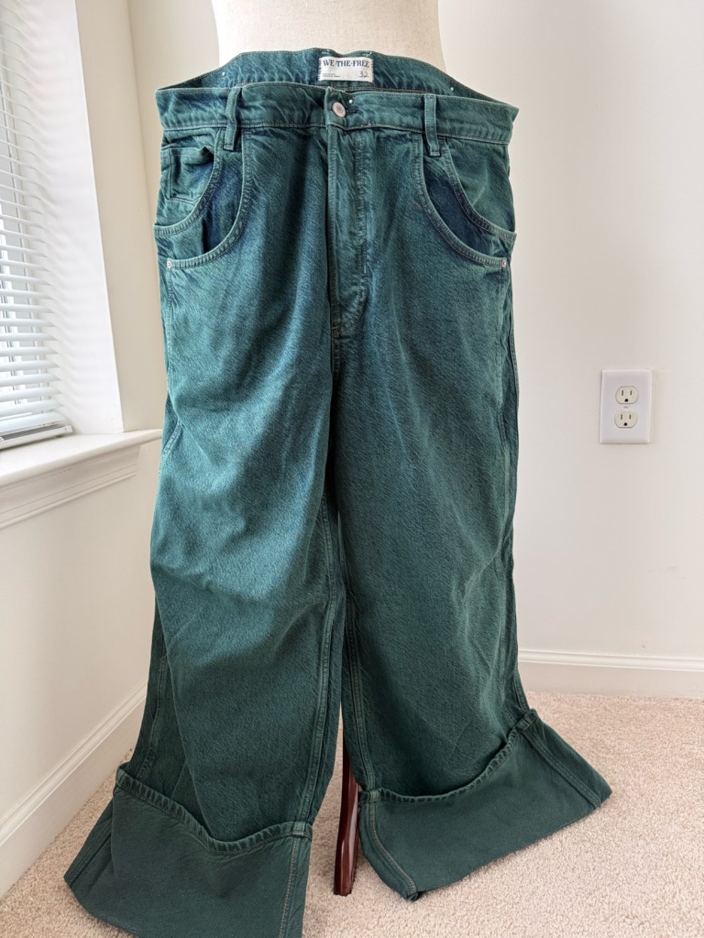We The Free Final Countdown Cuffed Low-Rise Jeans in Luke Green